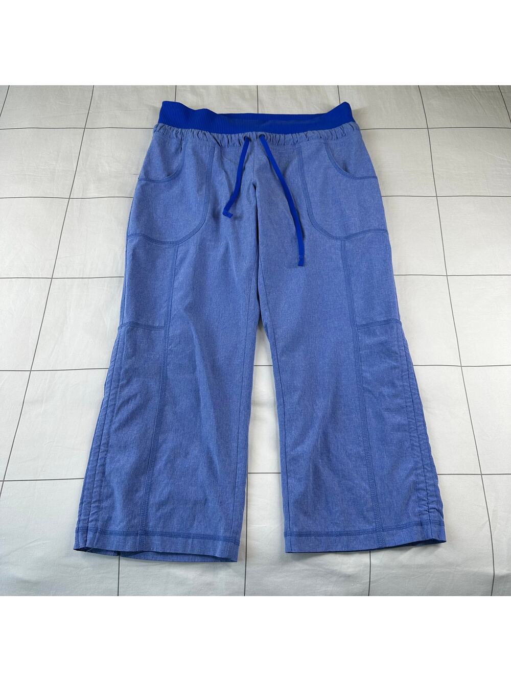 Athleta Pants Womens 4 Blue Alegro Capri Nylon Cropped Cinch Hiking Stretch Trek